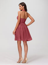Licou Col en Cœur Mousseline Robes Courtes Cannelle Rose