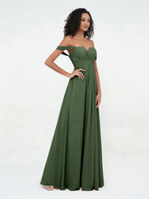 Hors de l'Epaule Robes Empire avec Col en Cœur Olive Verte