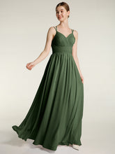 Double Bretelles Mousseline Robes Avec Col En Cœur Olive Verte