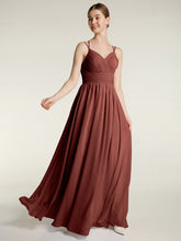 Double Bretelles Mousseline Robes Avec Col En Cœur terracotta