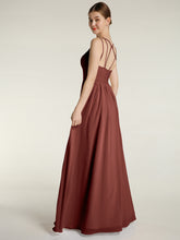 Double Bretelles Mousseline Robes Avec Col En Cœur terracotta