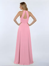 Licou Mousseline Maxi Robe Demoiselle d'Honneur Rose Bonbon