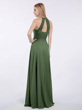 Licou Mousseline Maxi Robe Demoiselle d'Honneur Olive Verte