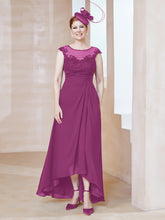 Robe en Mousseline à Encolure Illusion avec Dentelle Orchidee