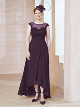 Robe en Mousseline à Encolure Illusion avec Dentelle Plum