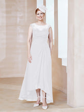 Robe en Mousseline à Encolure Illusion avec Dentelle Blanc