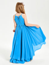 Robes de Demoiselle d'Honneur Junior en Mousseline Bleu Océan