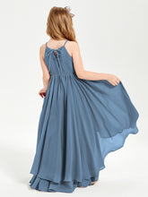 Robes de Demoiselle d'Honneur Junior en Mousseline Bleu de Schiste