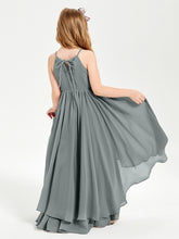 Robes de Demoiselle d'Honneur Junior en Mousseline Gris Acier
