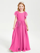 Robes de Demoiselle d'Honneur Junior avec Manches Flottantes en Dentelle Azalée