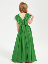 Robes de Demoiselle d'Honneur Junior avec Manches Flottantes en Dentelle Vert
