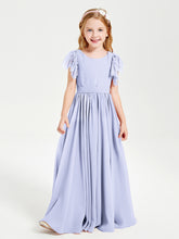 Robes de Demoiselle d'Honneur Junior avec Manches Flottantes en Dentelle Lavande