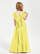 Robes de Demoiselle d'Honneur Junior avec Manches Flottantes en Dentelle Citron