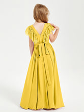 Robes de Demoiselle d'Honneur Junior avec Manches Flottantes en Dentelle Souci