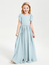 Robes de Demoiselle d'Honneur Junior avec Manches Flottantes en Dentelle Brume