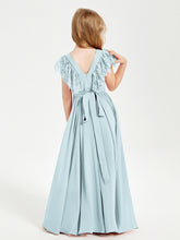 Robes de Demoiselle d'Honneur Junior avec Manches Flottantes en Dentelle Brume