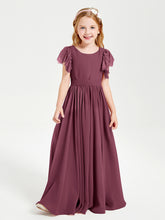Robes de Demoiselle d'Honneur Junior avec Manches Flottantes en Dentelle Mûre