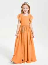 Robes de Demoiselle d'Honneur Junior avec Manches Flottantes en Dentelle Orange