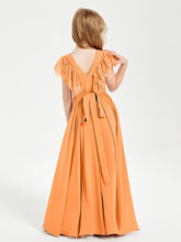 Robes de Demoiselle d'Honneur Junior avec Manches Flottantes en Dentelle Orange