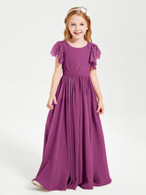 Robes de Demoiselle d'Honneur Junior avec Manches Flottantes en Dentelle Orchidee