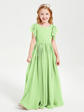 Robes de Demoiselle d'Honneur Junior avec Manches Flottantes en Dentelle Sauge