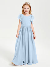 Robes de Demoiselle d'Honneur Junior avec Manches Flottantes en Dentelle Bleu Ciel