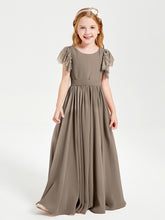 Robes de Demoiselle d'Honneur Junior avec Manches Flottantes en Dentelle Taupe