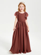 Robes de Demoiselle d'Honneur Junior avec Manches Flottantes en Dentelle Terracotta