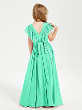 Robes de Demoiselle d'Honneur Junior avec Manches Flottantes en Dentelle Turquoise