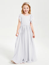 Robes de Demoiselle d'Honneur Junior avec Manches Flottantes en Dentelle Blanc