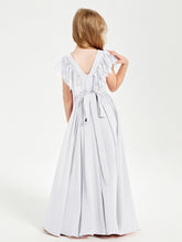 Robes de Demoiselle d'Honneur Junior avec Manches Flottantes en Dentelle Blanc