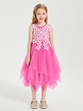 Robes de Demoiselle d'Honneur Junior en Tulle à Longueur de Mollet Azalée