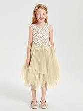 Robes de Demoiselle d'Honneur Junior en Tulle à Longueur de Mollet Champagne