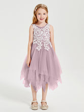 Robes de Demoiselle d'Honneur Junior en Tulle à Longueur de Mollet Dusk