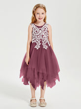 Robes de Demoiselle d'Honneur Junior en Tulle à Longueur de Mollet Mûre