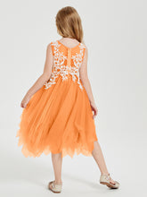 Robes de Demoiselle d'Honneur Junior en Tulle à Longueur de Mollet Orange