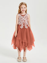 Robes de Demoiselle d'Honneur Junior en Tulle à Longueur de Mollet Rouille