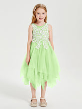 Robes de Demoiselle d'Honneur Junior en Tulle à Longueur de Mollet Sauge