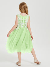 Robes de Demoiselle d'Honneur Junior en Tulle à Longueur de Mollet Sauge