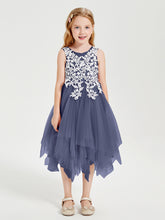 Robes de Demoiselle d'Honneur Junior en Tulle à Longueur de Mollet Orageux
