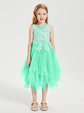 Robes de Demoiselle d'Honneur Junior en Tulle à Longueur de Mollet Turquoise