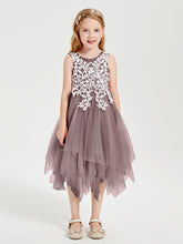 Robes de Demoiselle d'Honneur Junior en Tulle à Longueur de Mollet Vintage Mauve
