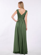 Col en V Mousseline Robe avec Mancheron Olive Verte