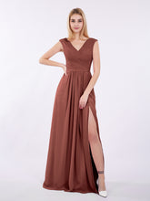 Col en V Mousseline Robe avec Mancheron terracotta