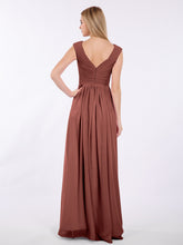 Col en V Mousseline Robe avec Mancheron terracotta