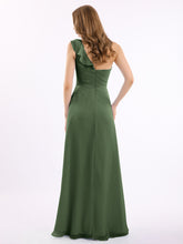 Une Epaule Longue Robe Demoiselle d'honneur Olive Verte
