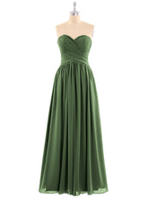 Mousseline Robe Demoiselle d'honneures Bustier à Plis Croisés Olive Verte