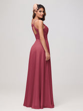 Maxi Robe Sexy en Mousseline Froncée à Col Bénitier avec Fente Cannelle Rose
