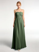 Robes Sans Bretelles Col en Cœur Mousseline Olive Verte