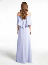 Robe Longue Et Volantée à Épaules Dénudées avec Volants Recouverts Lavande
